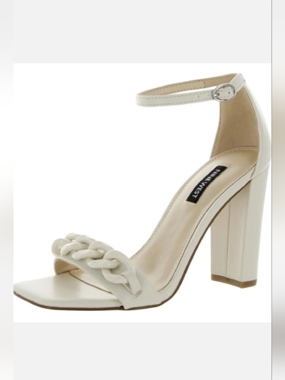 NINE WEST MINDFUL CREAM /BONE 3" BLOCK HEEL Size 6.5